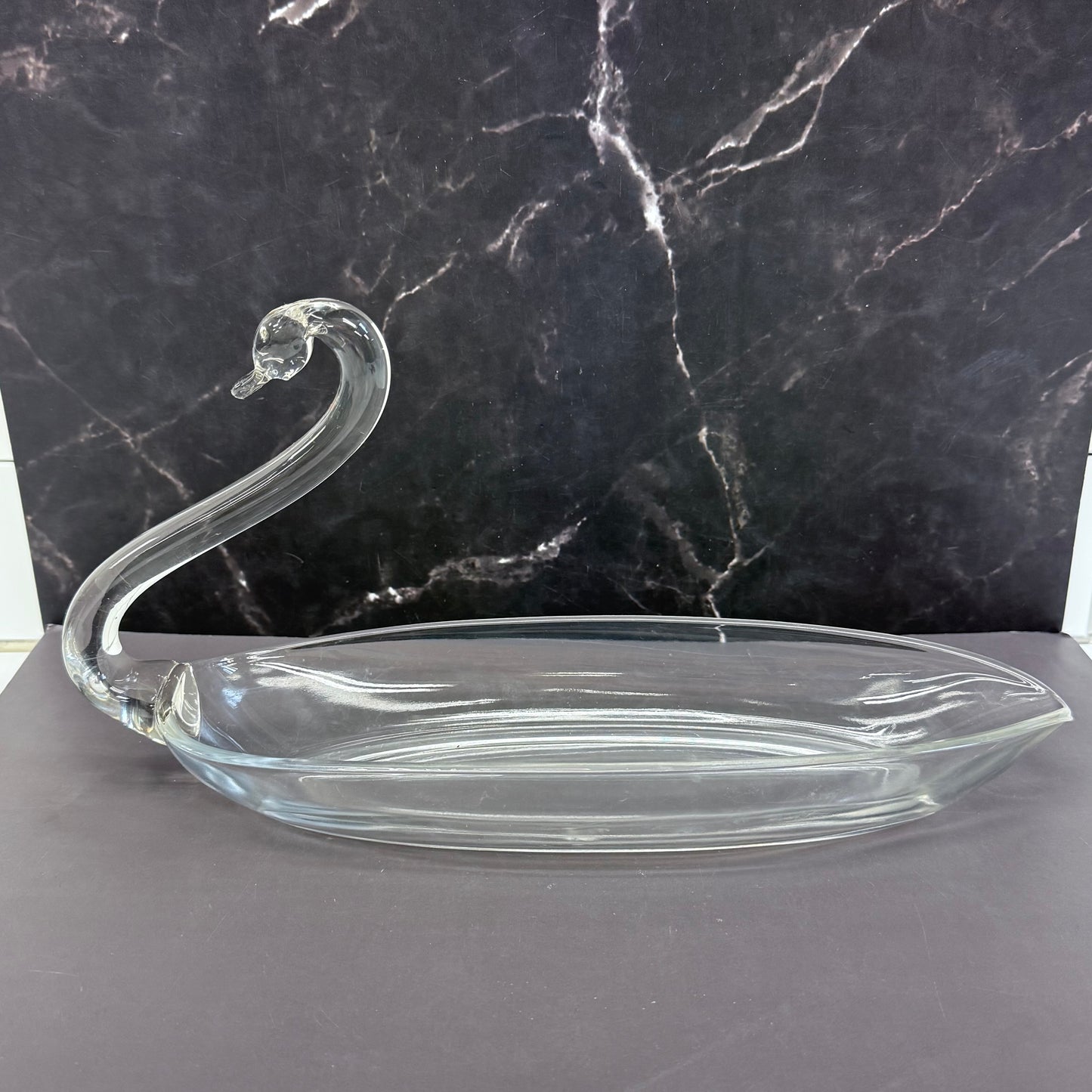 Duncan & Miller Style Glass Swan Bowl