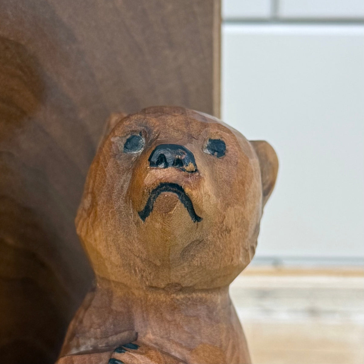 Carved Wood Bear Bookends Rustic Lodge Folk Art Pair