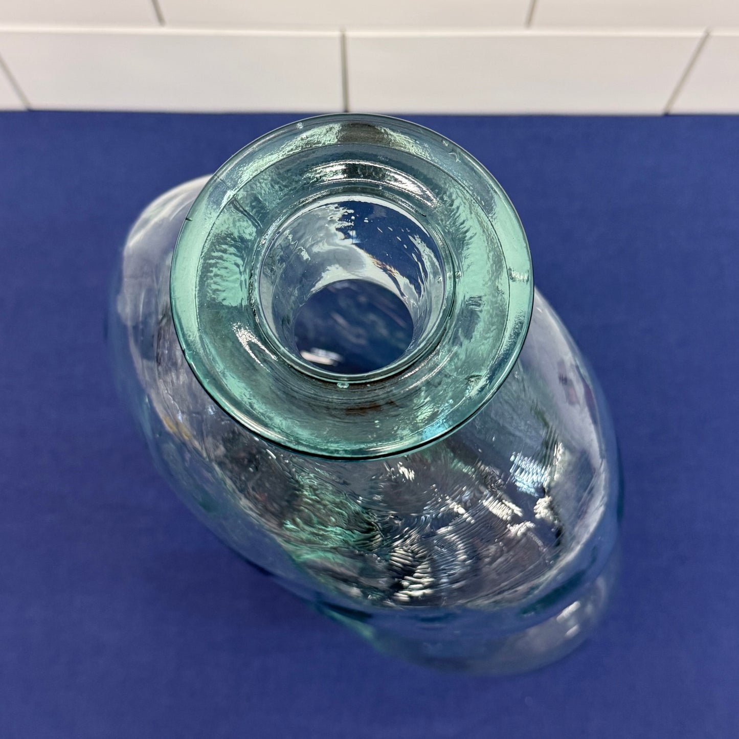 Hand-Blown Recycled Glass Decanter with Cork Stopper