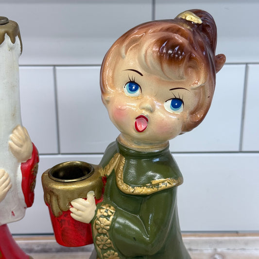 Vintage STAR Japan Christmas Choir Children Candle Holders Set of 2