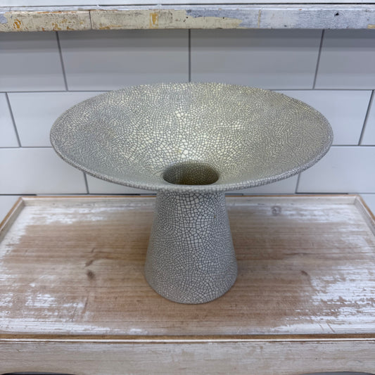 Pedestal Vase, Crackle Ceramic