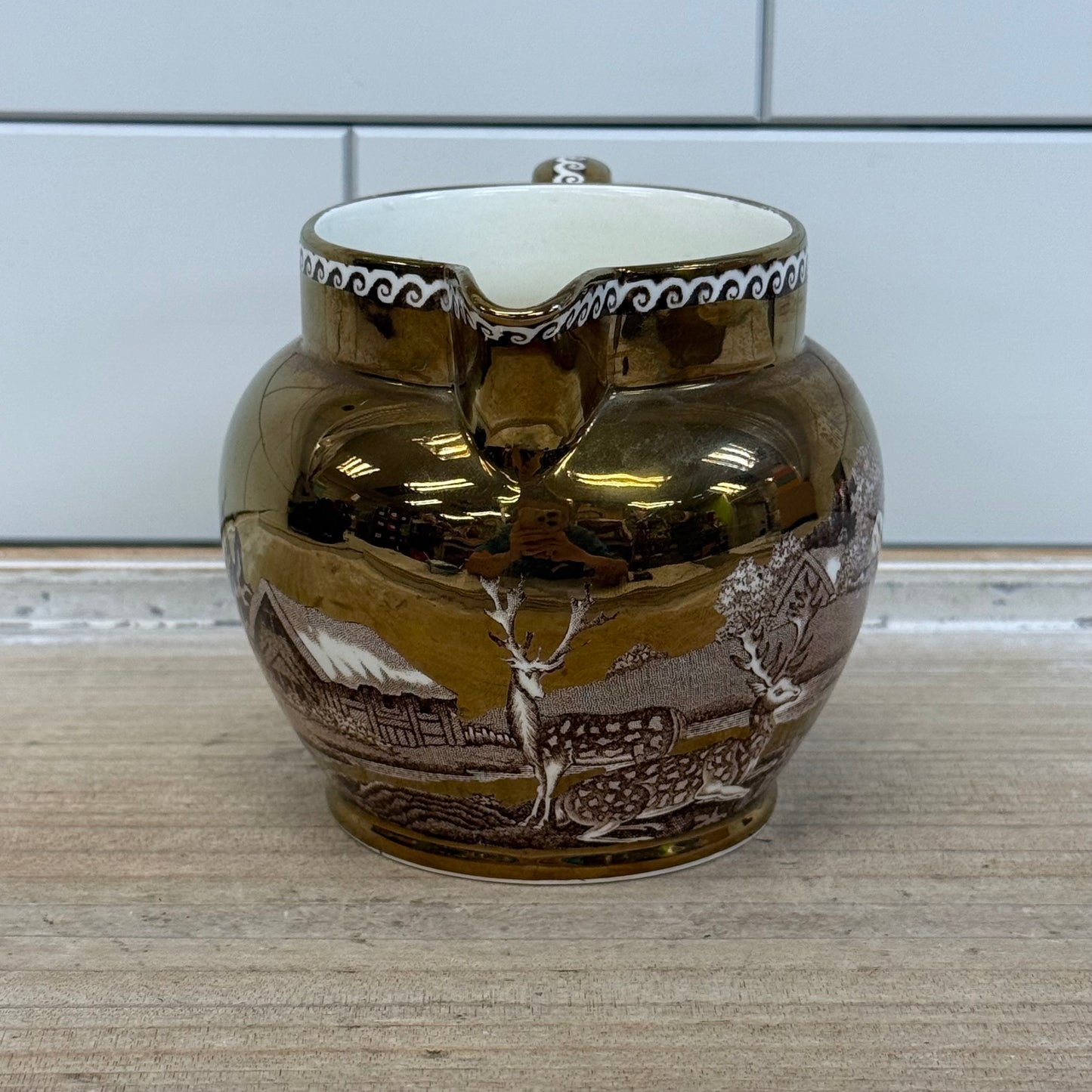 Wedgwood Fallow Deer Creamer, Porcelain Lusterware