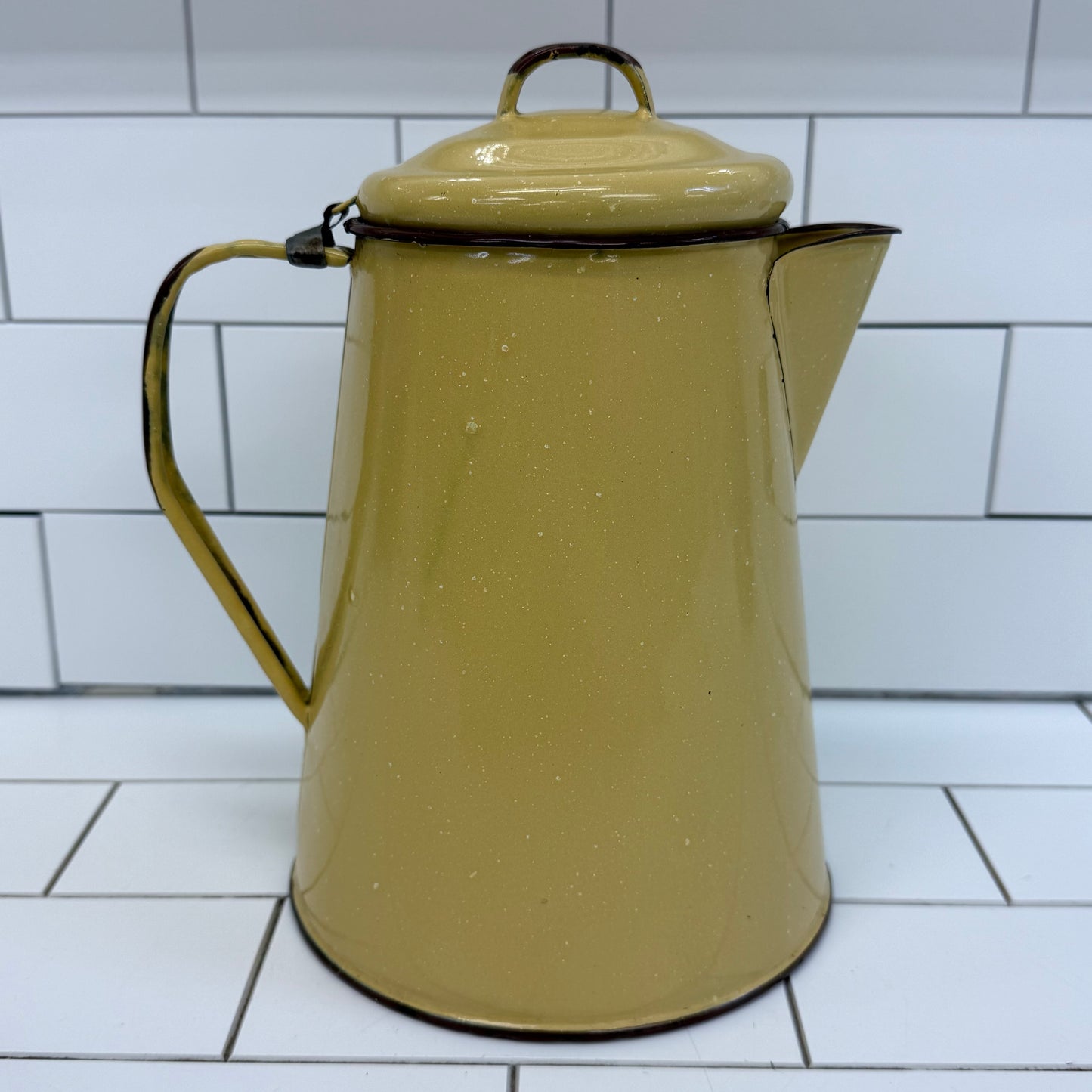 Vintage Speckled Enamelware Coffee Pot Farmhouse Kitchen Decor