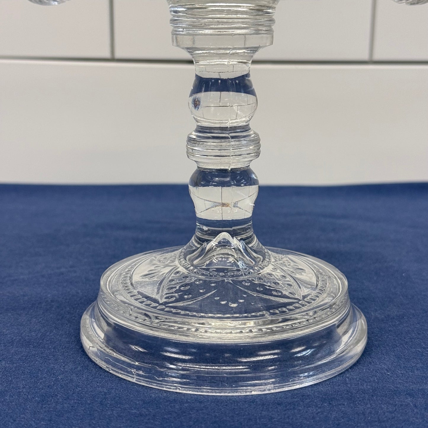 Bryce Bros Argent Rope Band EAPG Glass Cake Stand c. 1900