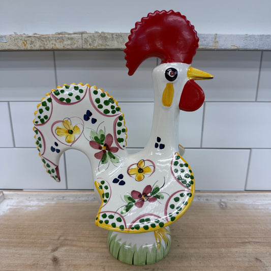 Portuguese Hand Painted Ceramic Rooster Figurine Folk Art