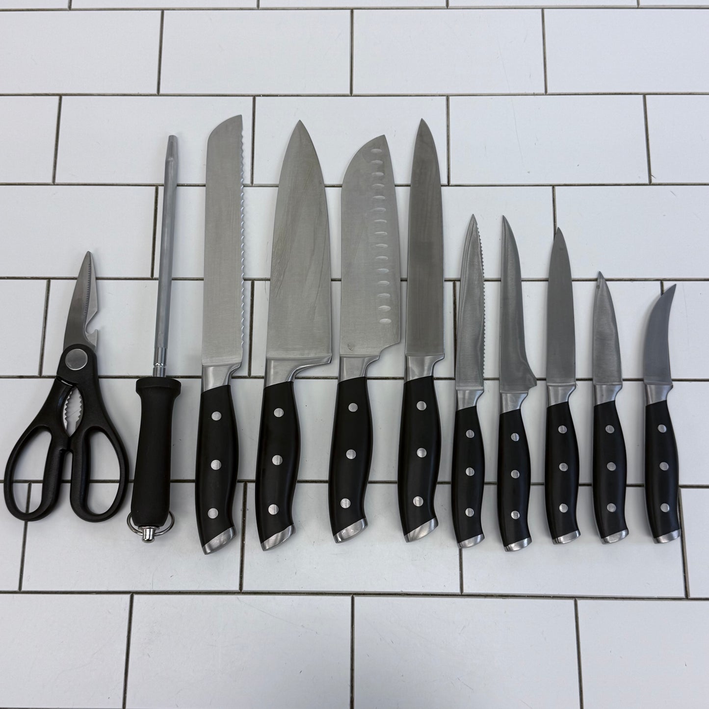 Emojoy Knife Set with Block Set of 12 High Carbon Steel