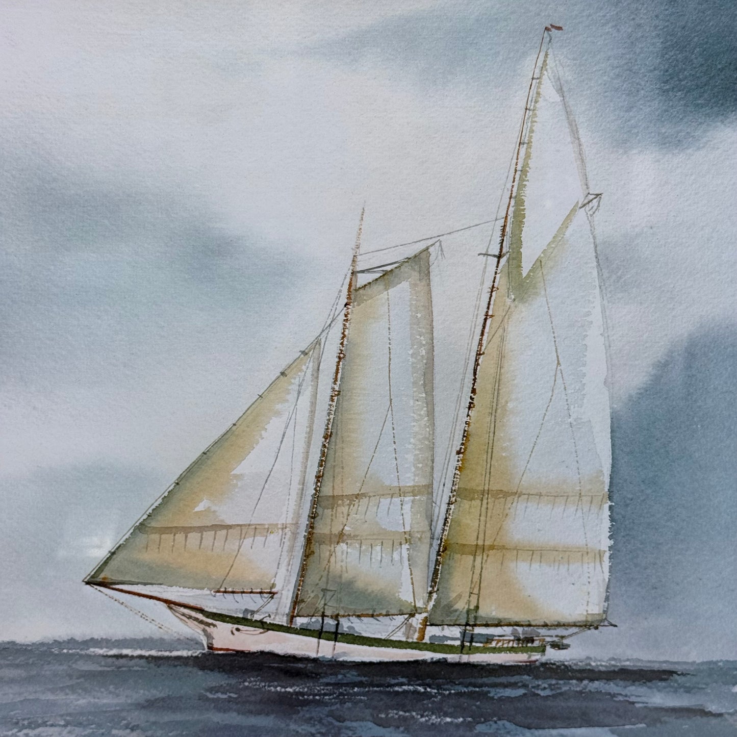 Stephen Bleinberger Full Sail Framed Nautical Art Print