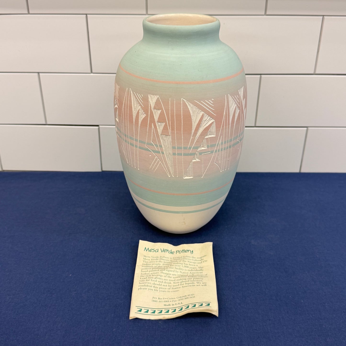 Mesa Verde Pottery Signed Silas Etched Ceramic Vase Colorado
