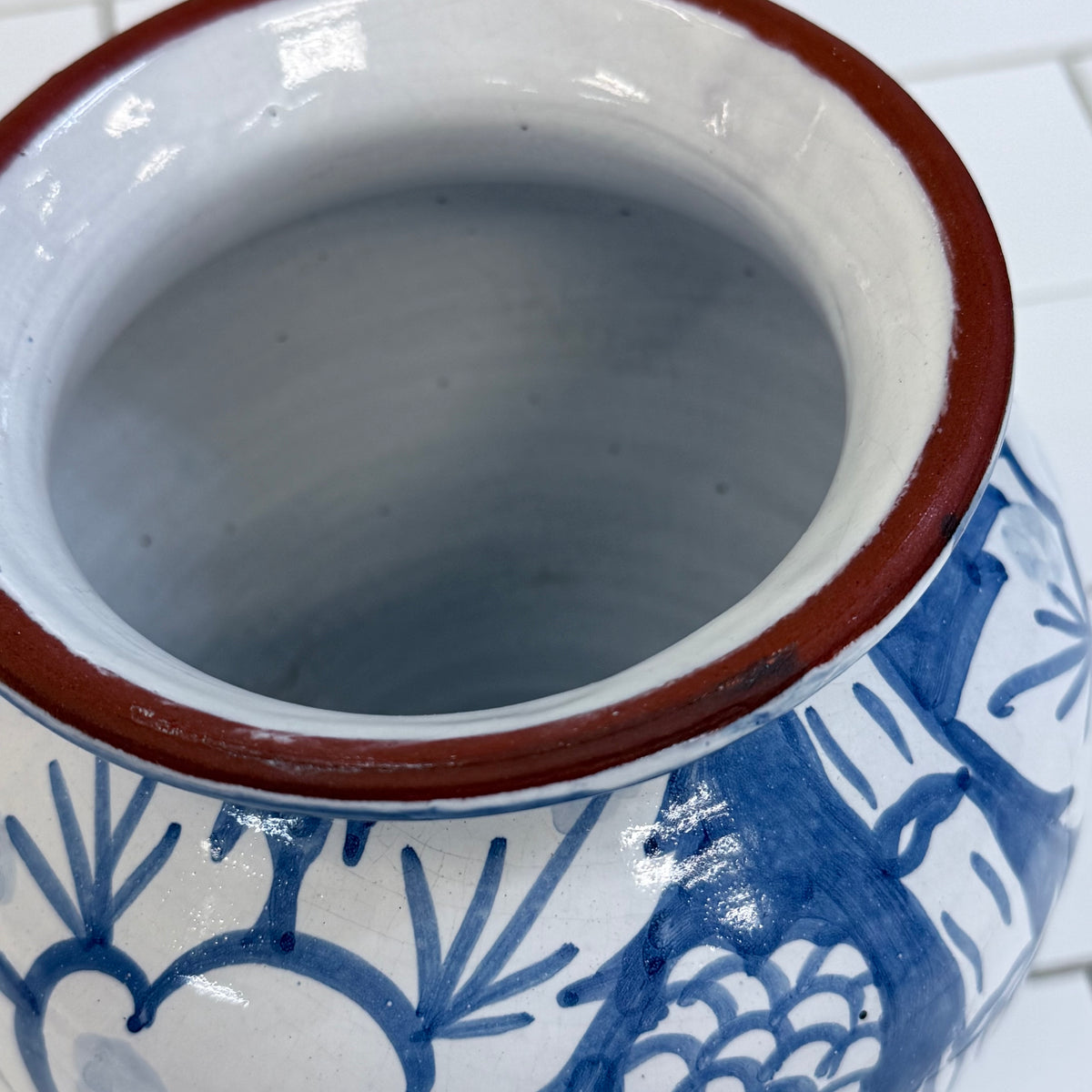 Hand Painted Floral Terracotta Pottery Vase
