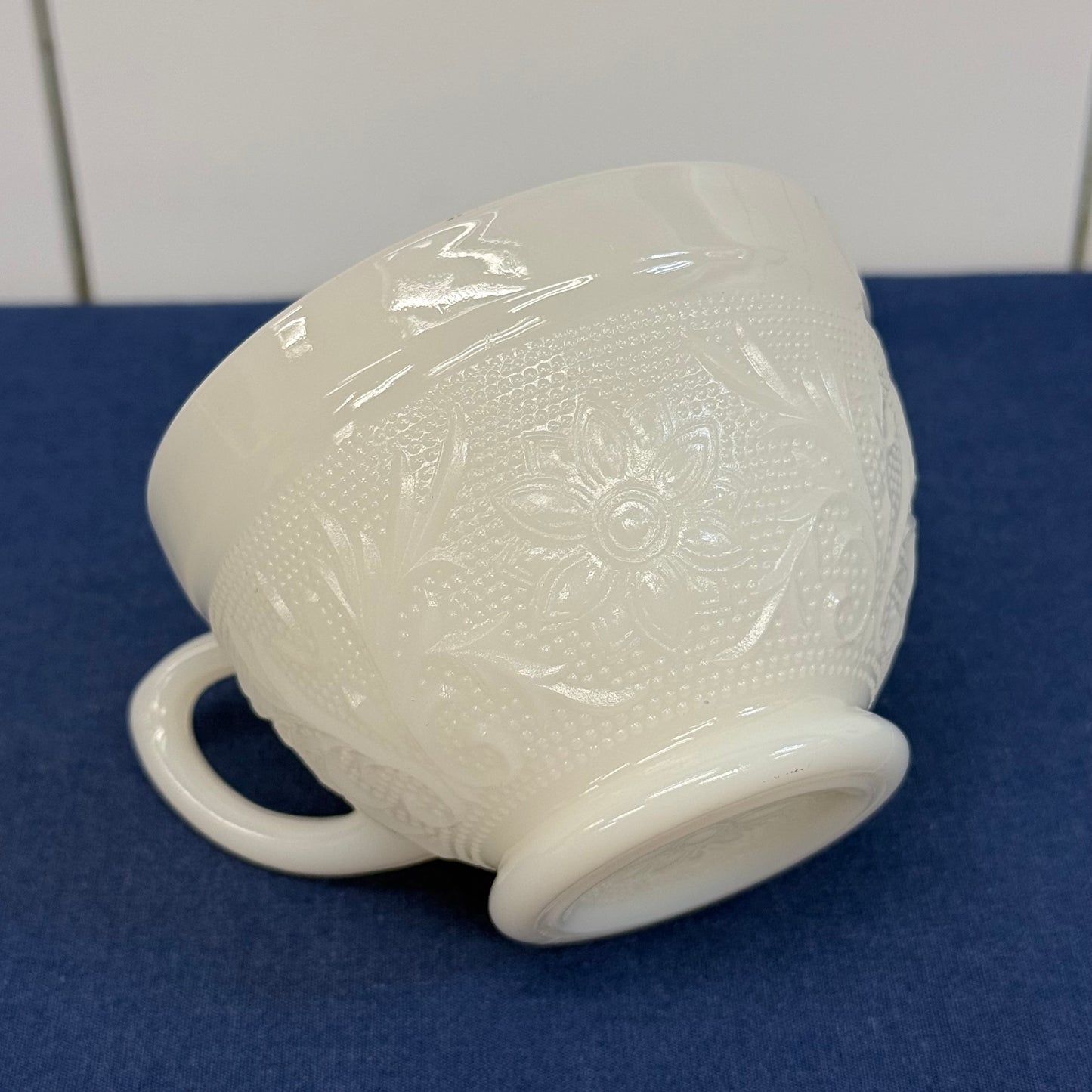 Anchor Hocking Milk Glass Punch Bowl & 10 Cup Set 1960s