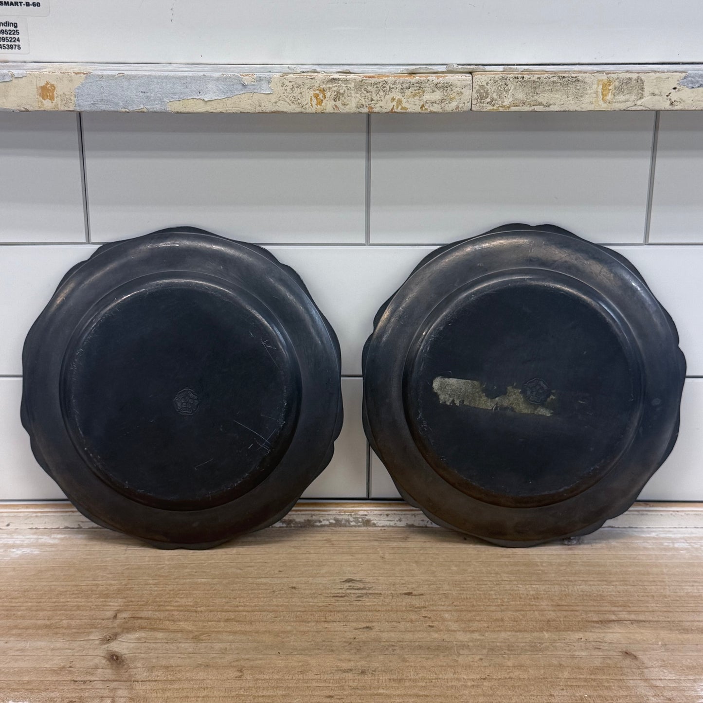 Colonial Revival Pewter Plates Set of 2 Tudor Rose Mark