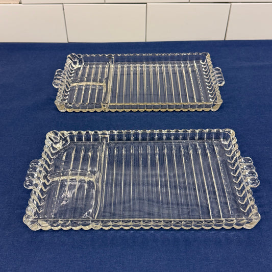 Hazel Atlas Ball & Rib Divided Snack Trays Set of 2