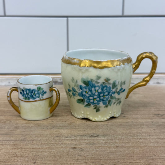 Jean Pouyat Limoges Teacup & Loving Cup Antique c.1900