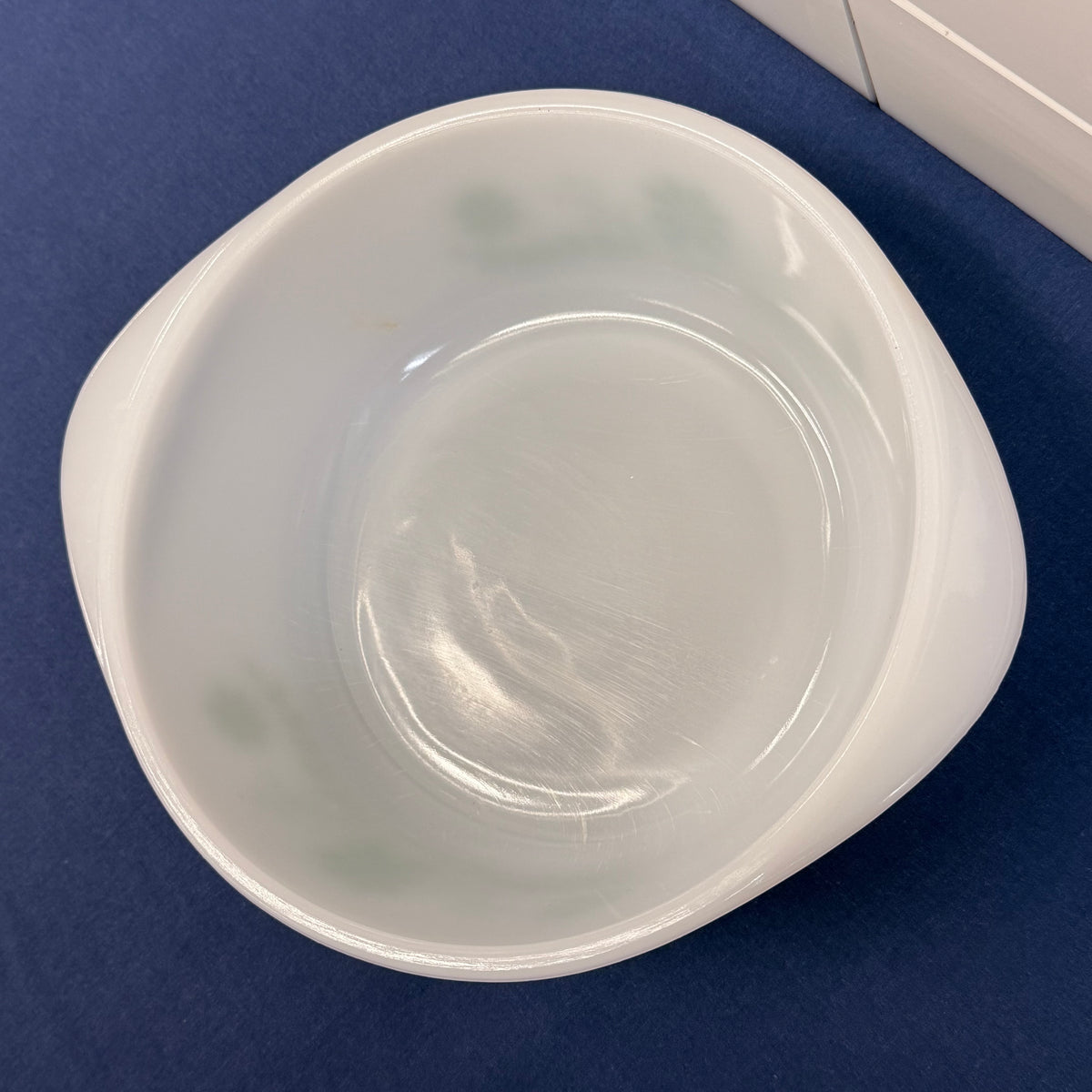 Glasbake Green Daisy Milk Glass Casserole Dish