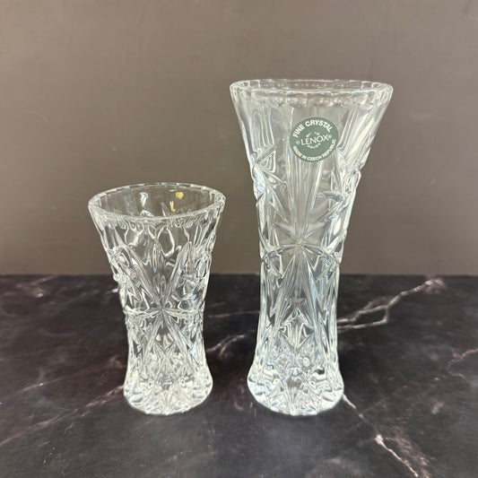 Lenox Star Cut Crystal Vases, Set of 2 1990s