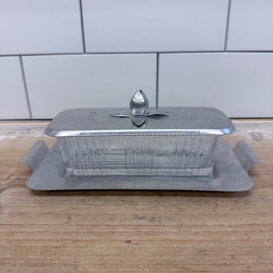 Rodney Kent Hammered Aluminum Butter Dish, 1950s