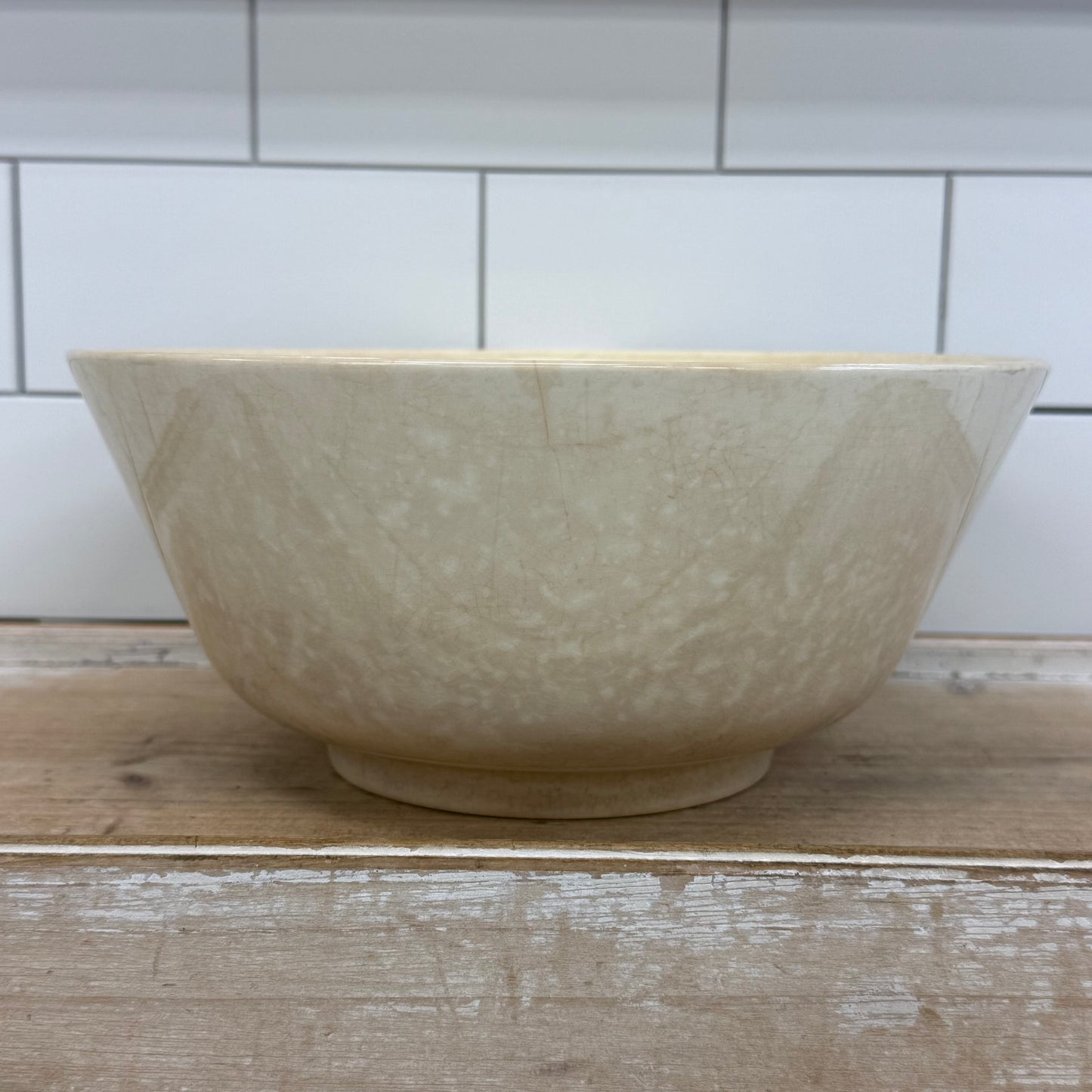 American Cream Glazed Stoneware Mixing Bowl 1940s–50s