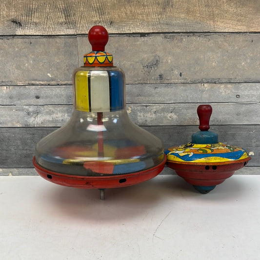 Vintage Spinning Tops, Set of 2