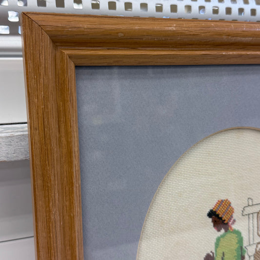 Cross Stitch Woman Needlework Art