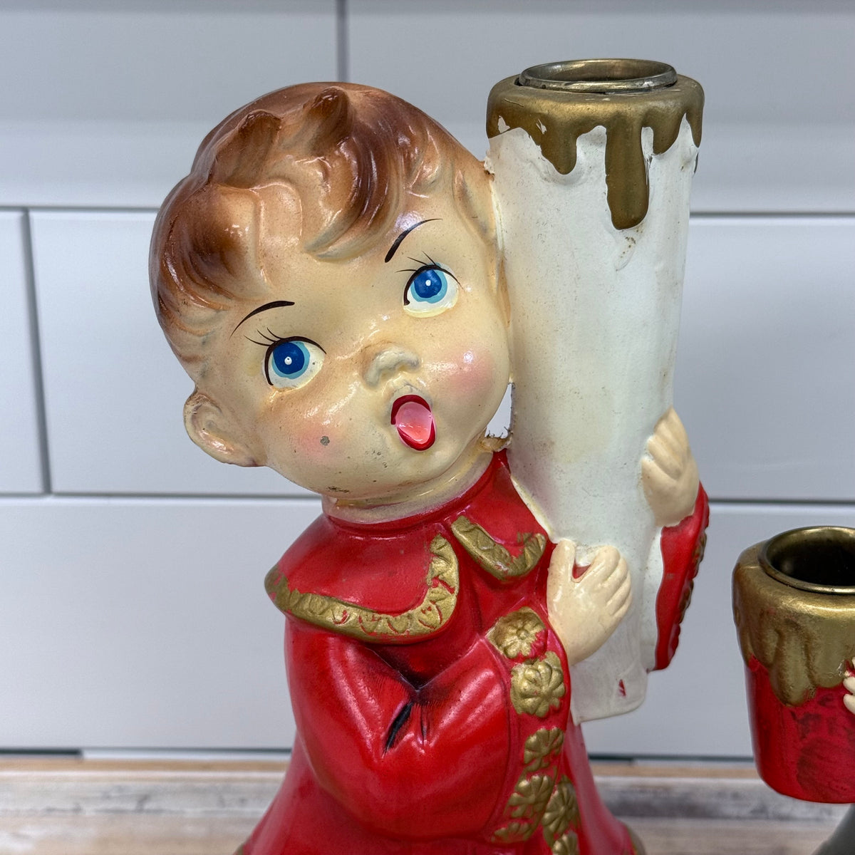 Vintage STAR Japan Christmas Choir Children Candle Holders Set of 2