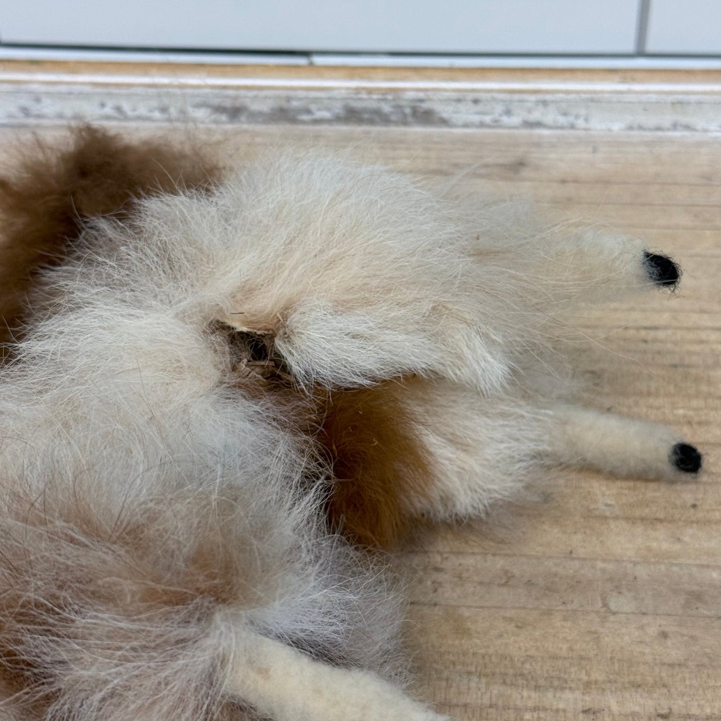 Peruvian Alpaca Fur Figurine Poseable Handmade Llama