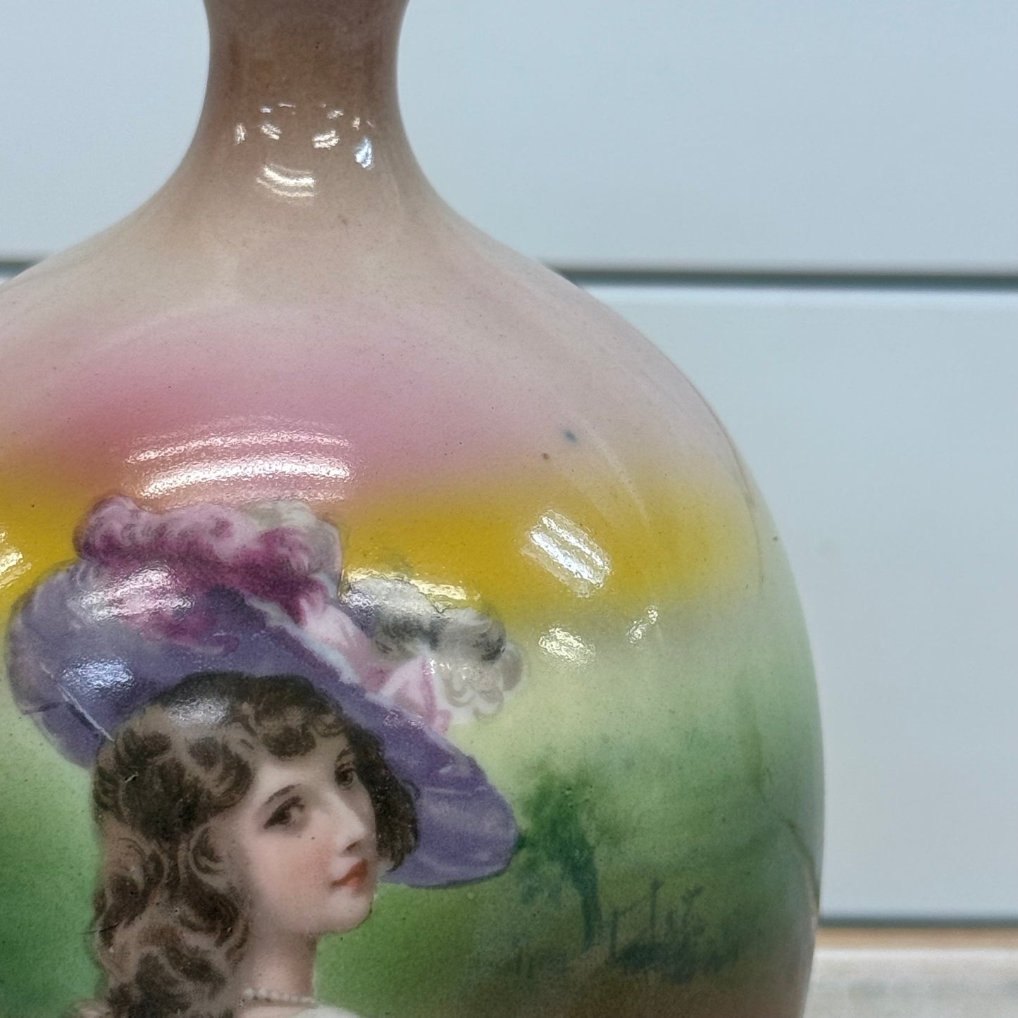 Royal Bayreuth Bud Vase Portrait Bavarian Antique Porcelain