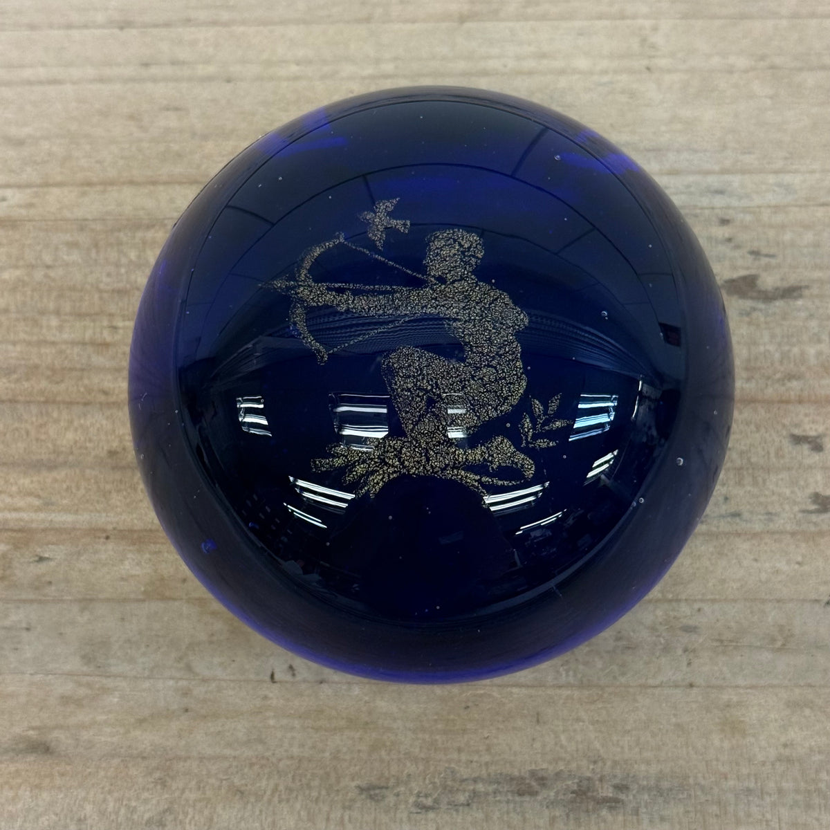 Murano Sagittarius Zodiac Cobalt Blue Art Glass Paperweight 1960s
