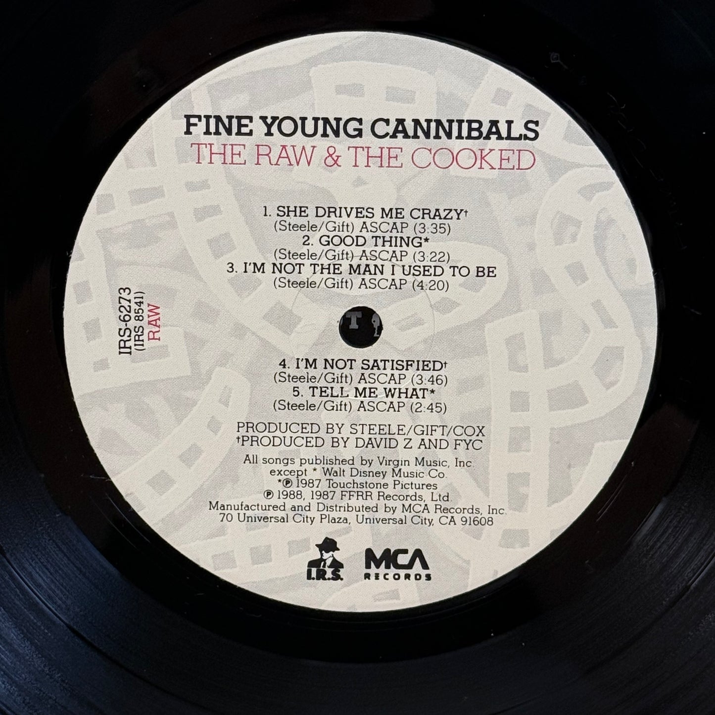 Fine Young Cannibals The Raw & the Cooked Vinyl LP 1989 #IRS-6273
