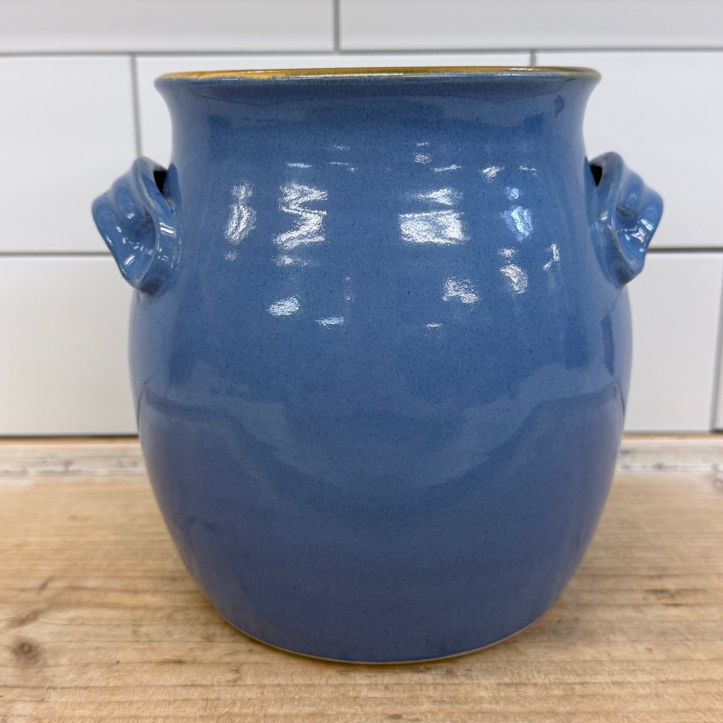 German Stoneware Kochlöffel Utensil Holder Blue Pottery Crock
