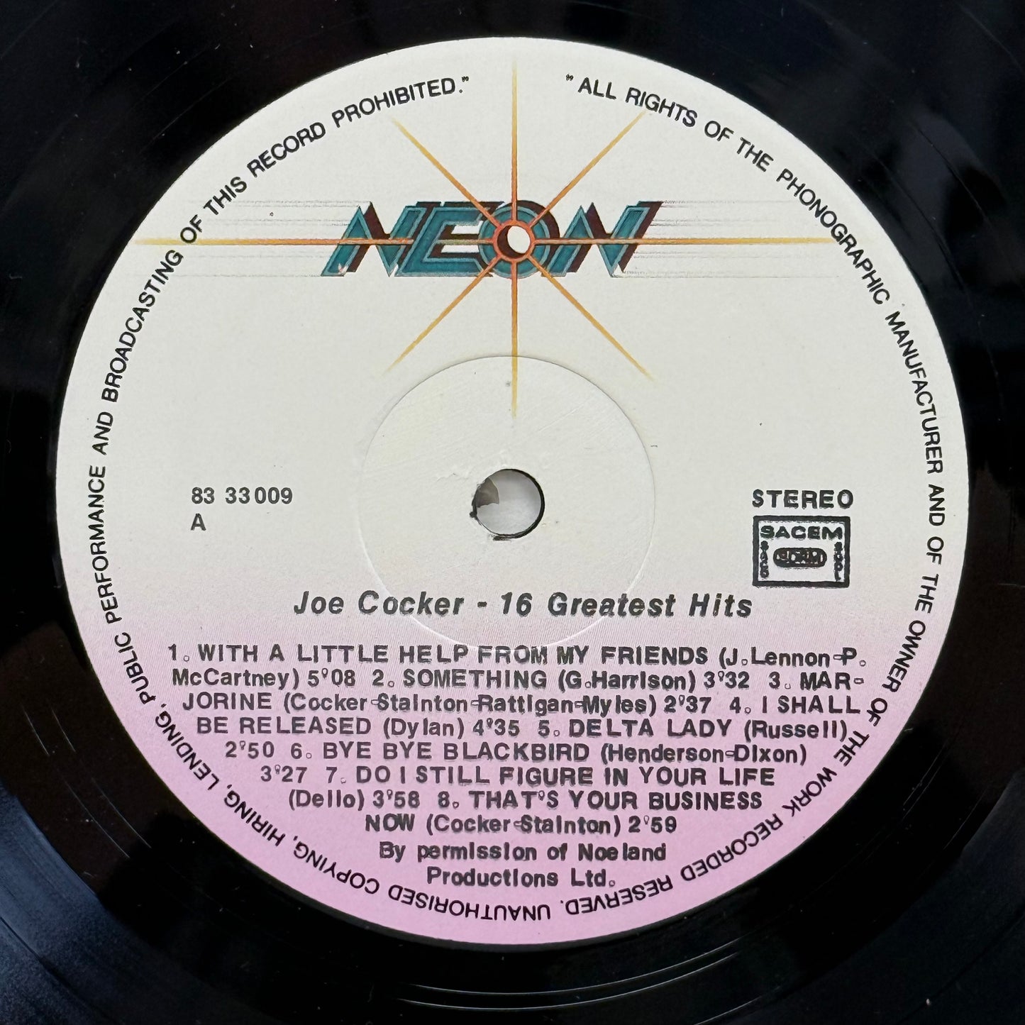 Joe Cocker 16 Greatest Hits Vinyl LP 1988 #N8333009