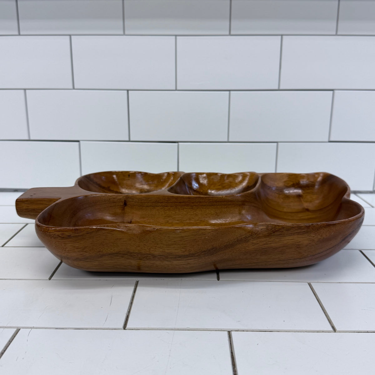 Monkey Pod Wood Divided Serving Tray