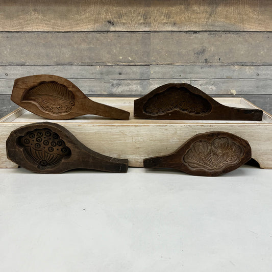 Chinese Rice Moon Cake Molds, Hand Carved Set of 4