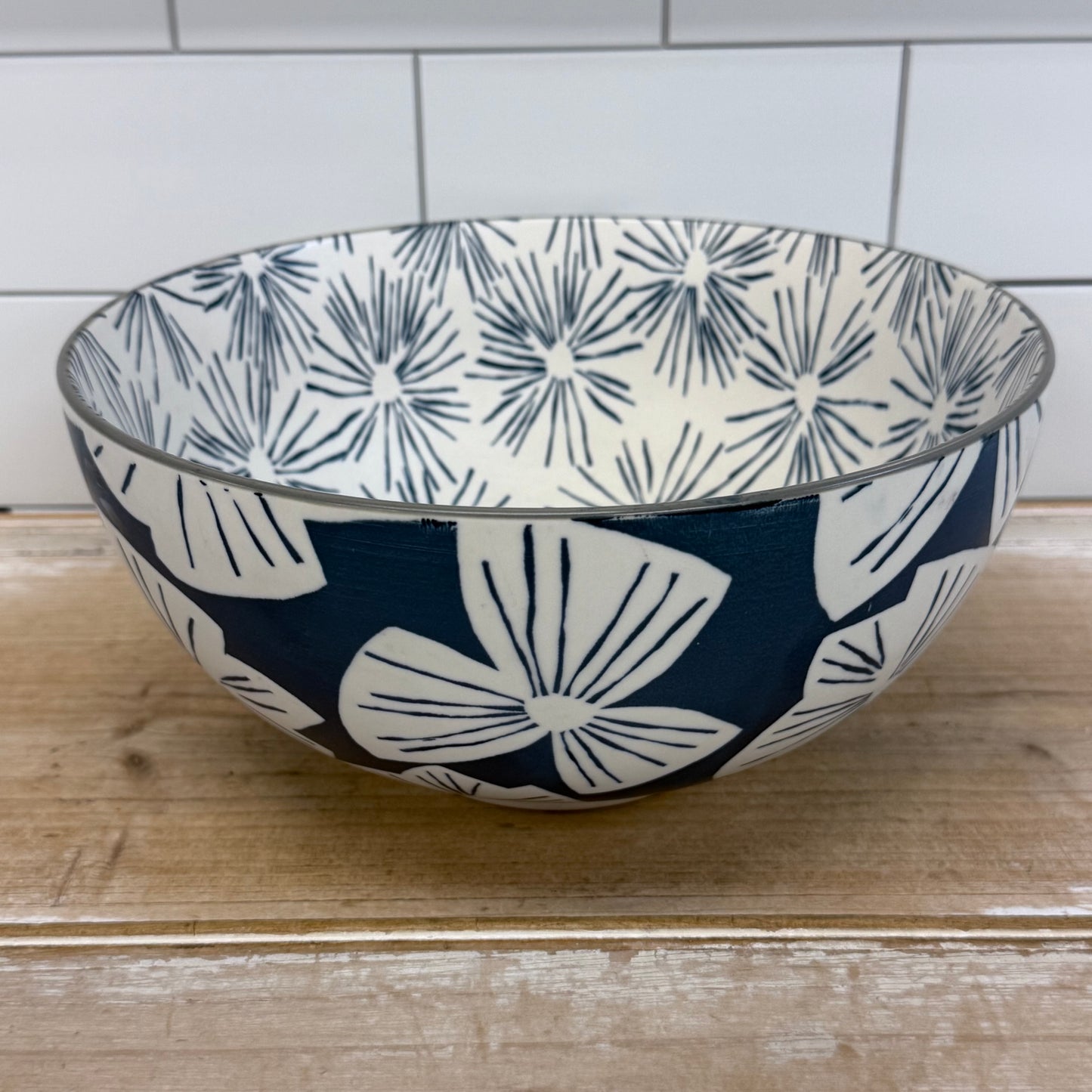 Crate & Barrel Mai Floral Ceramic Serving Bowl