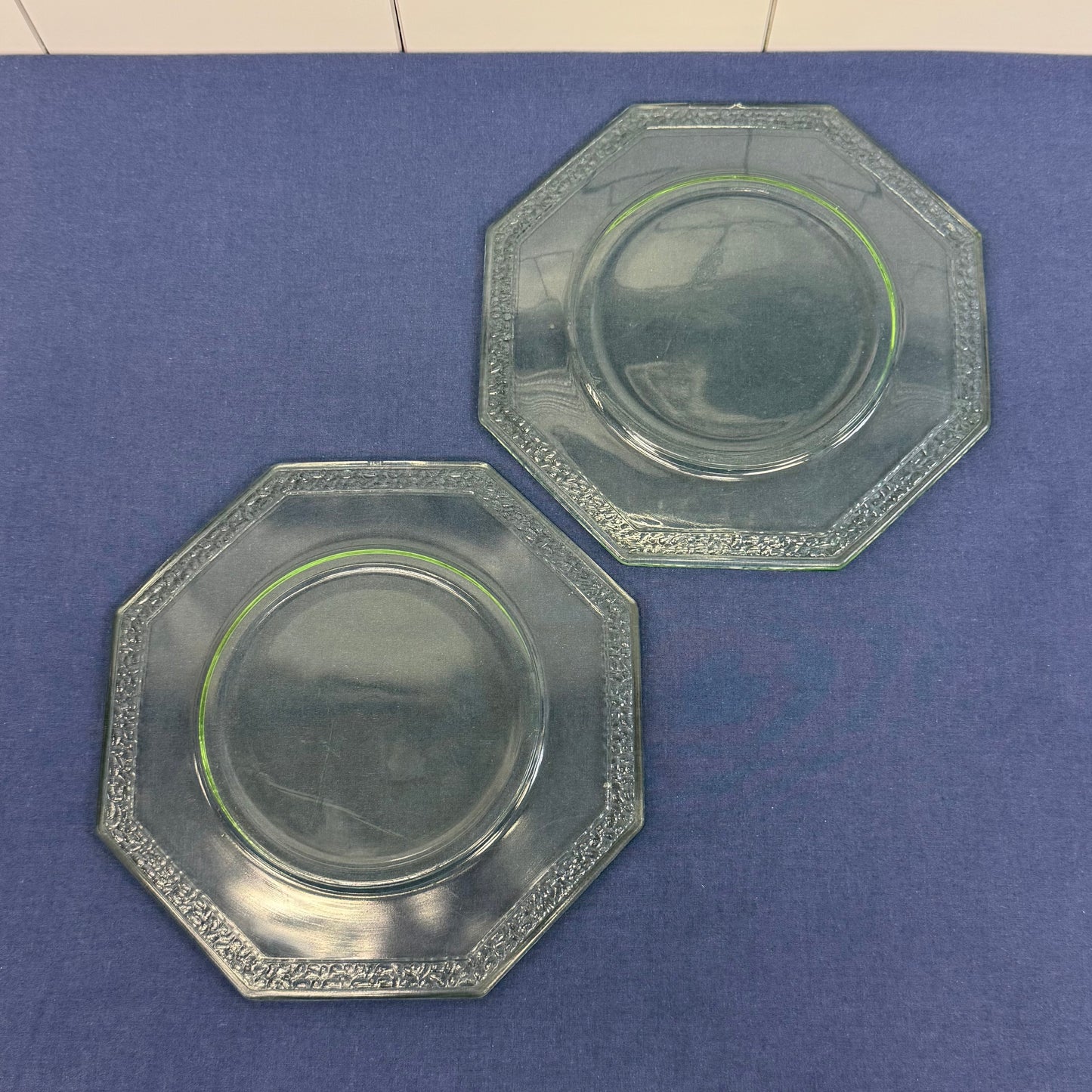 Uranium Glass Sherbet Dish & Plate Lot of 10 Vintage 1930s