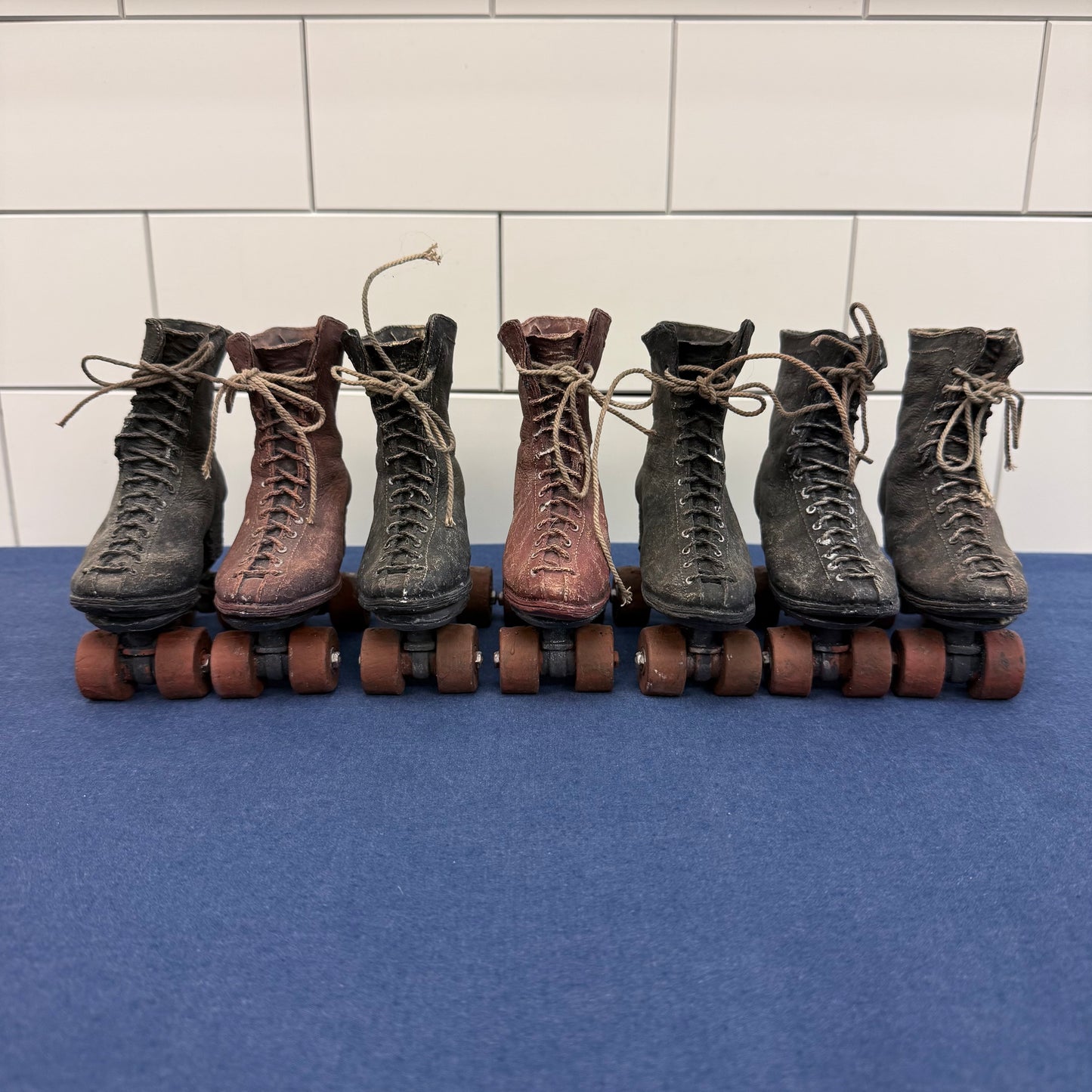 Vintage Roller Skate Figurines Set of 7 Resin Retro Rink Decor