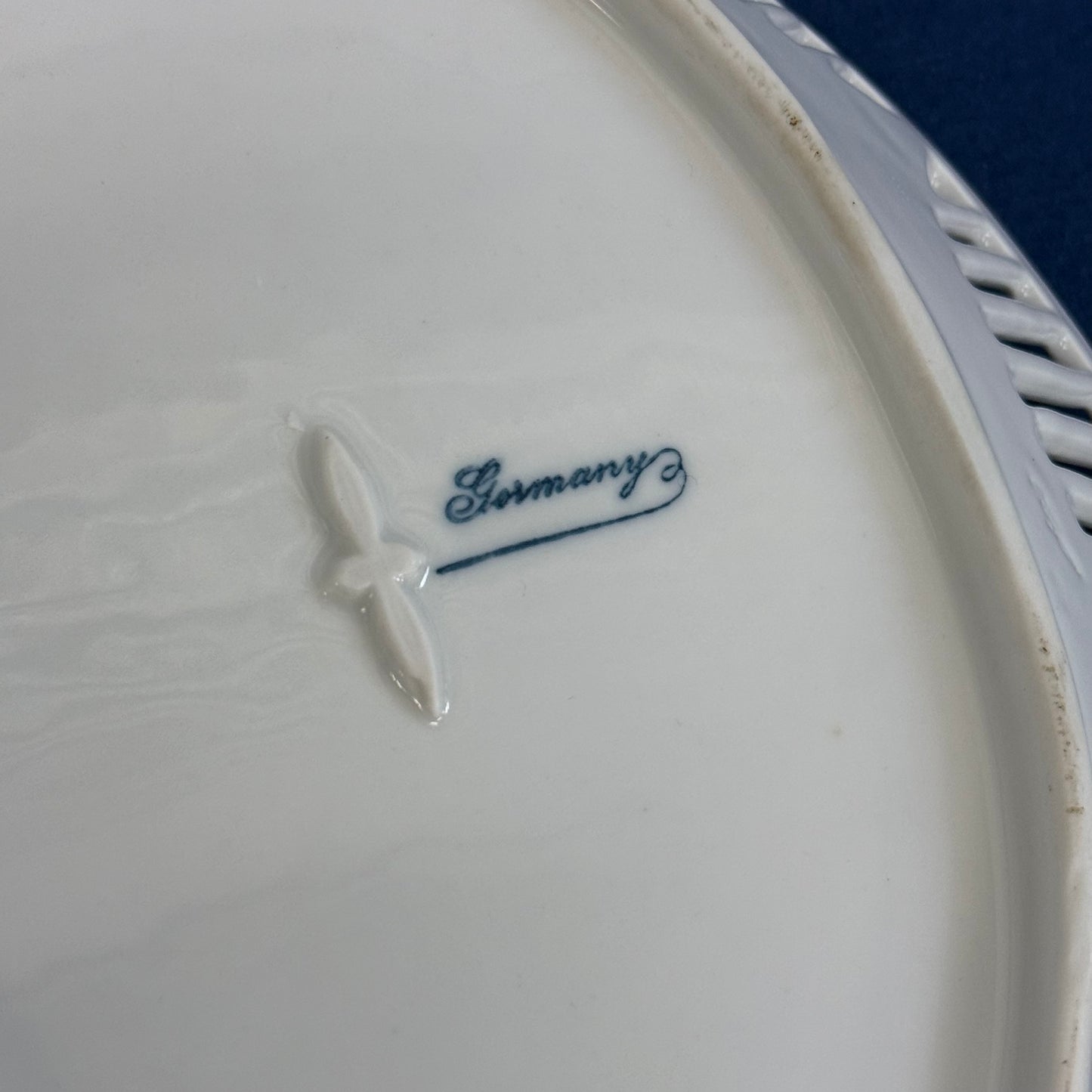 Reticulated Floral Serving Bowl German Porcelain