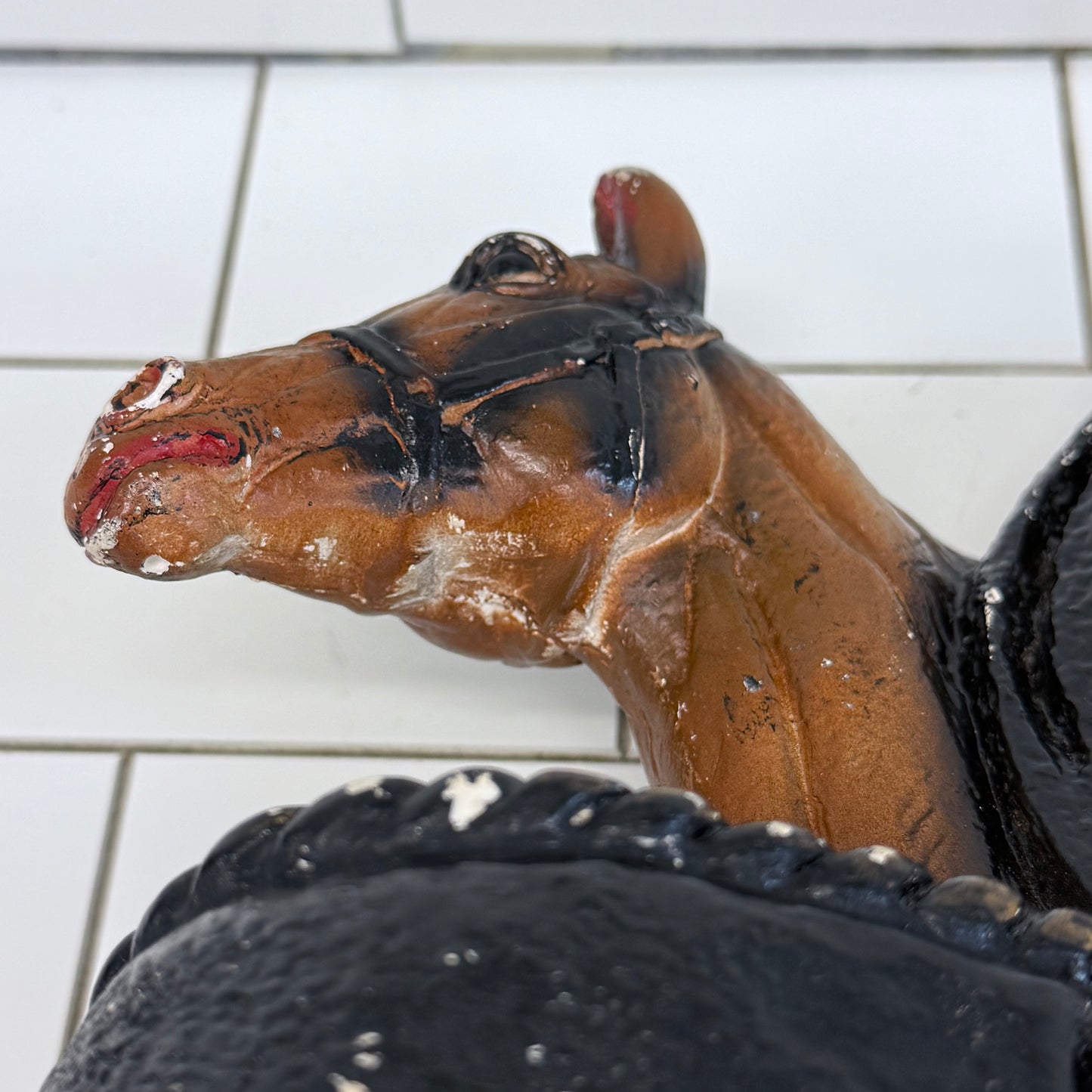 Lanshire Horse Chalkware Mantel Clock 1950s