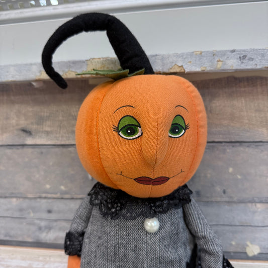 Sweet Street Halloween Pumpkin Lady Plush Shelf Sitter