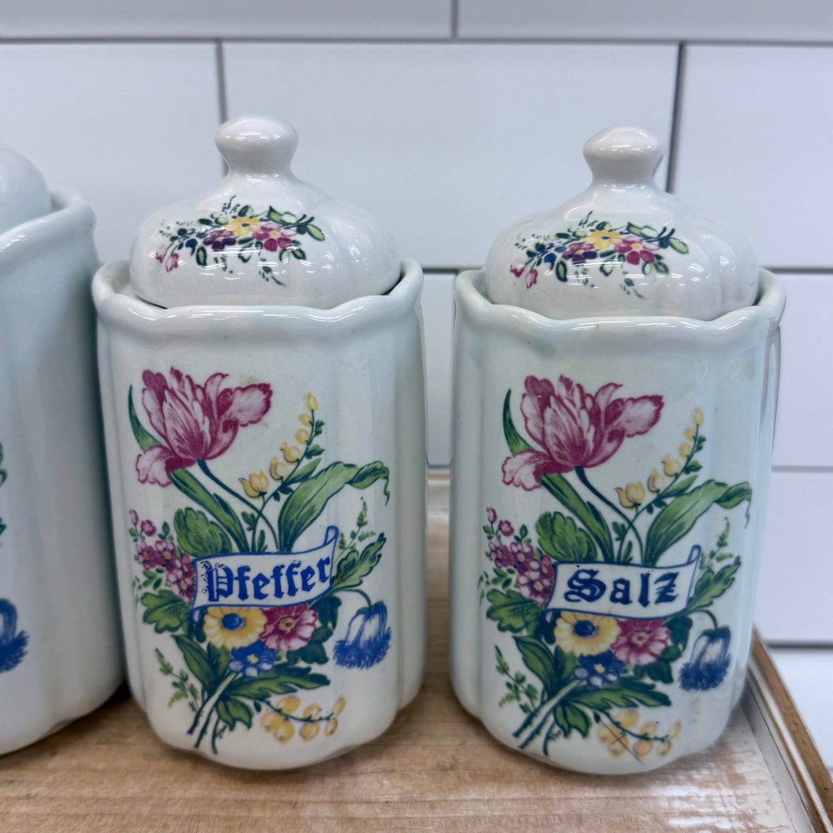 T. Delft's Bleau Floral Ceramic Kitchen Canisters Set of 5