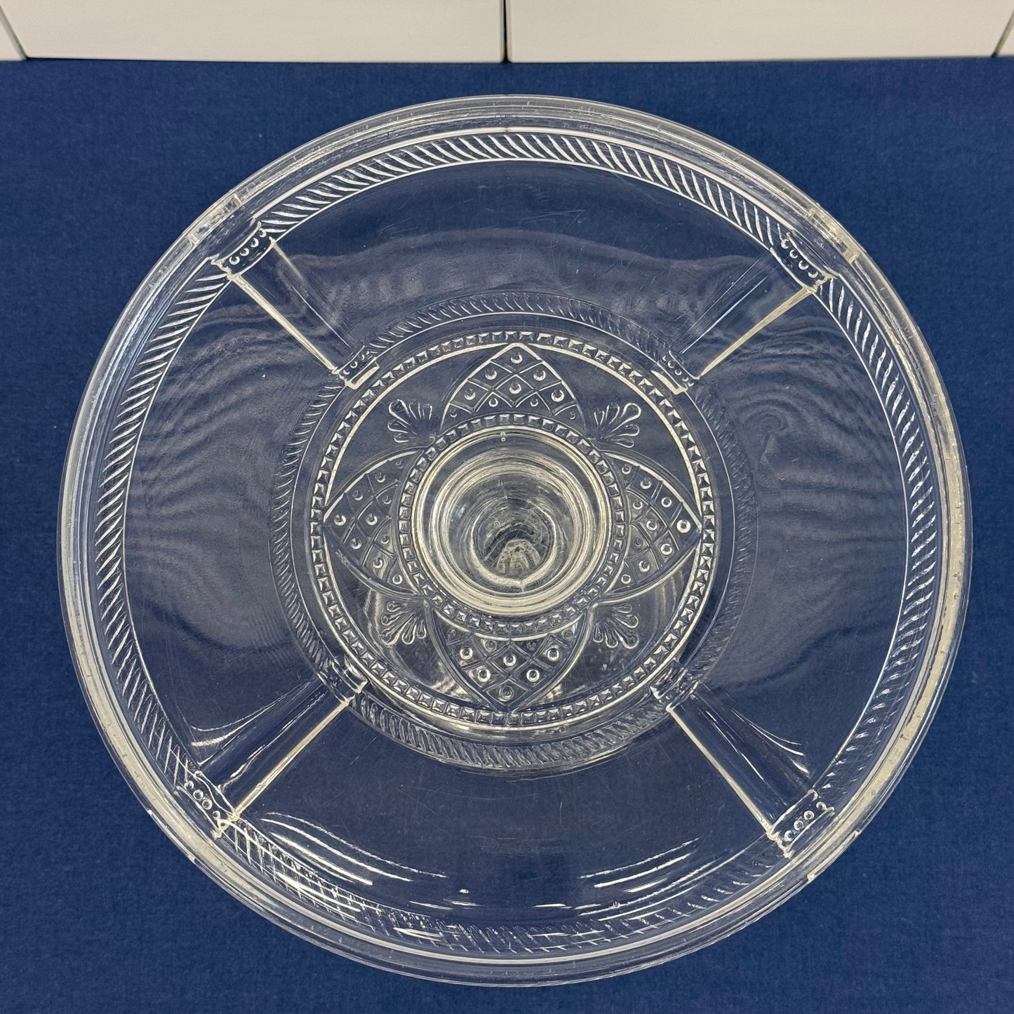 Bryce Bros Argent Rope Band EAPG Glass Cake Stand c. 1900