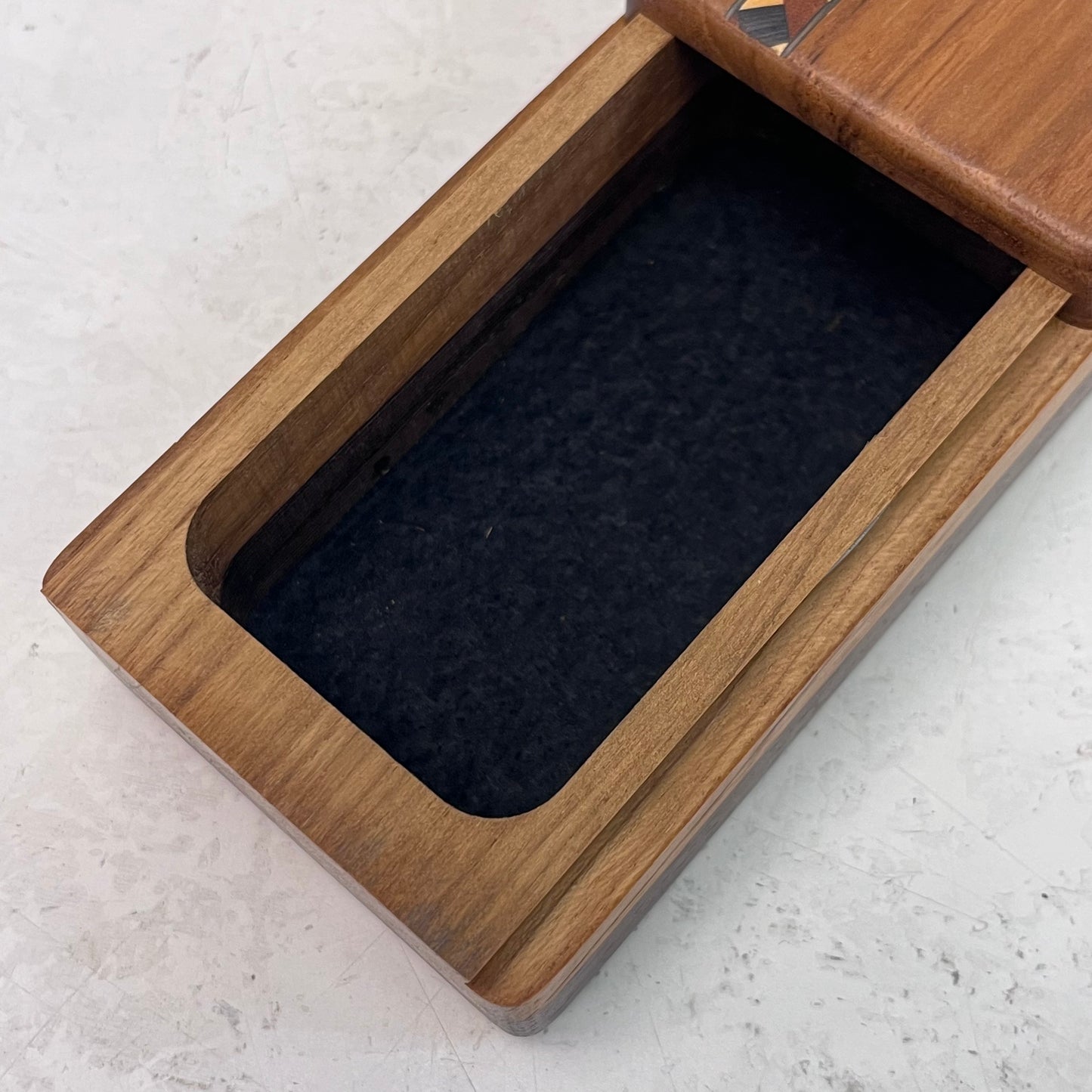 Wood Marquetry Slide Box, Handcrafted