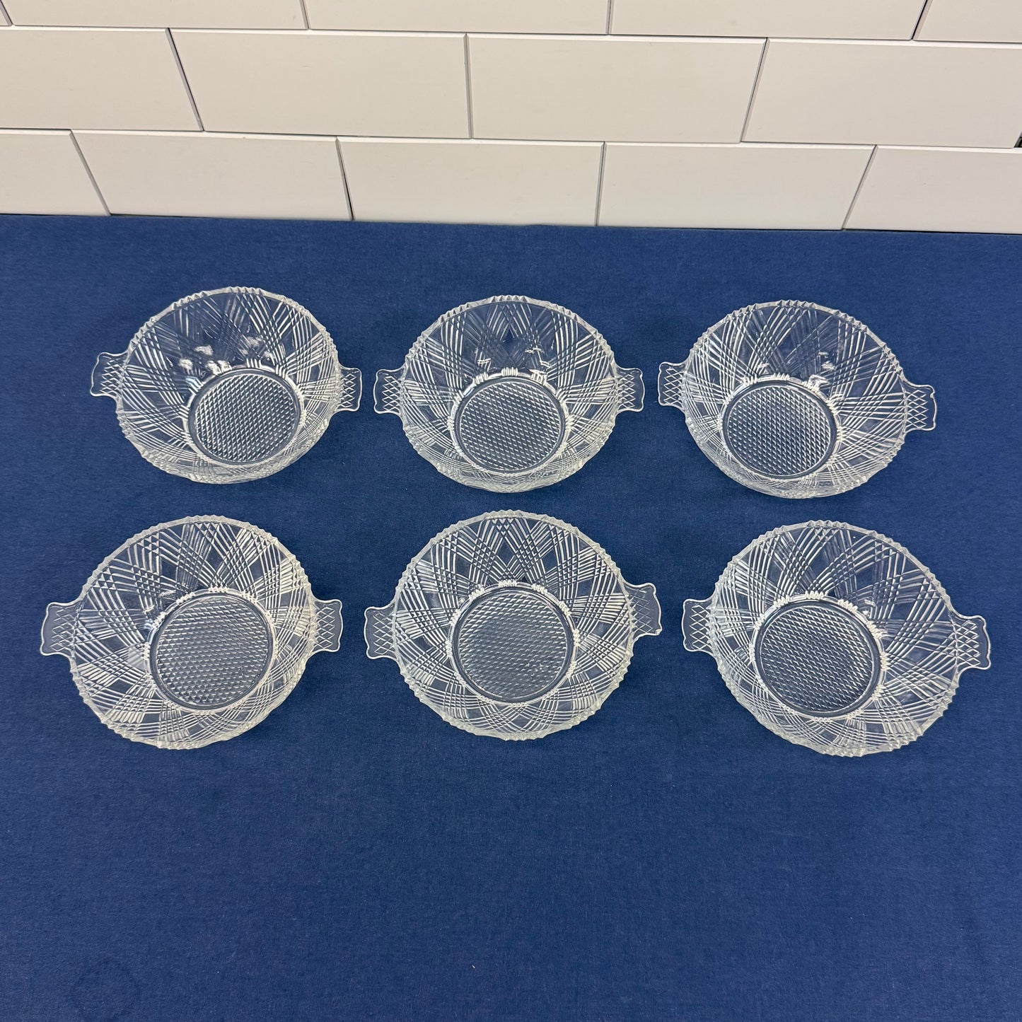 Hazel Atlas Berry Bowls Starlight, Glass Set of 6