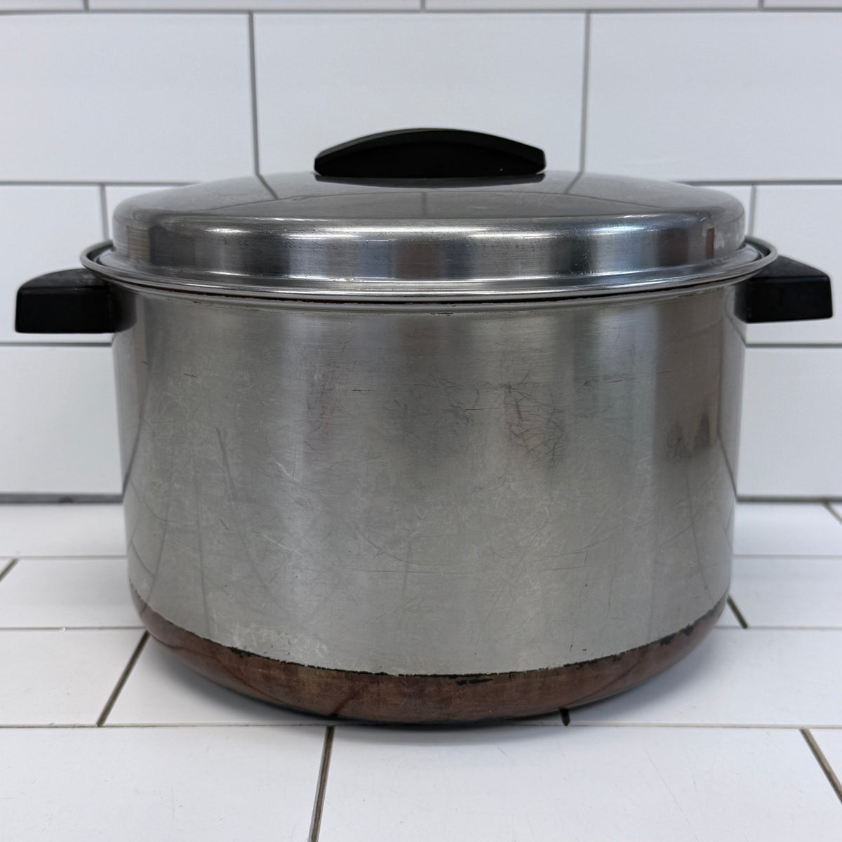 Flint Ekco 6.5 Qt Copper Bottom Stainless Stockpot with Lid