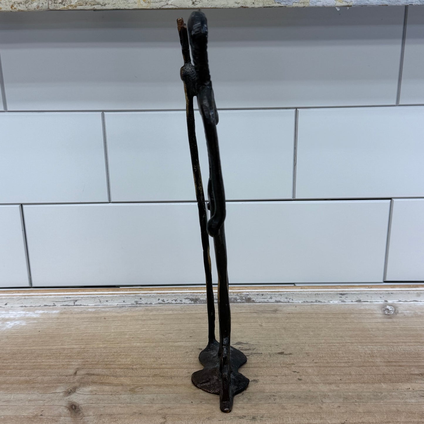 Brutalist Poseidon Bronze Trident Sculpture Figure