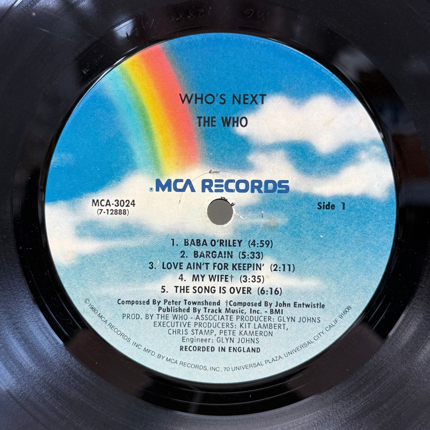 The Who Who's Next Vinyl Record LP 1980 #MCA3024