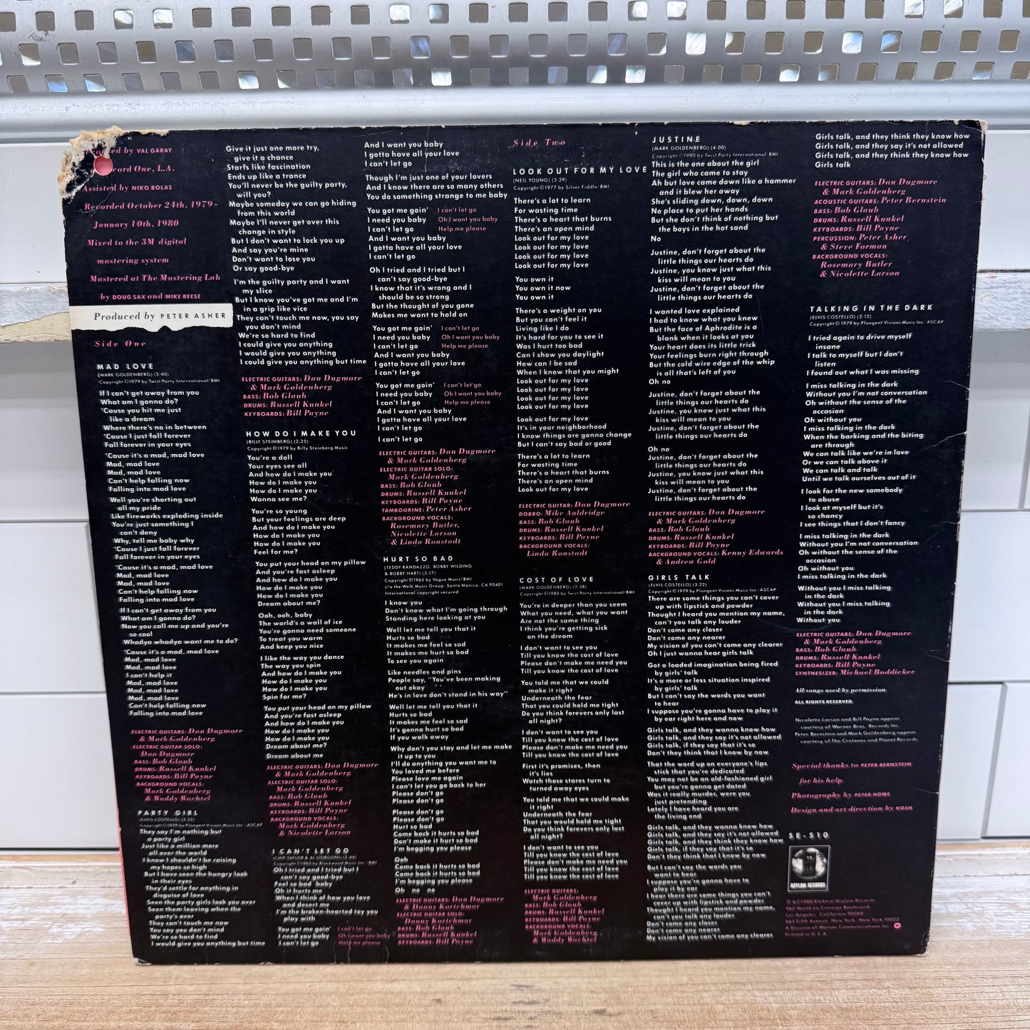 Linda Ronstadt Mad Love 1980 Vinyl Record LP