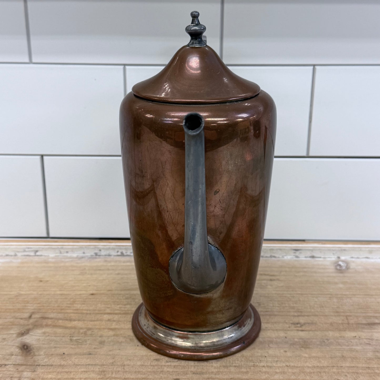 Taber & Tibbits Copper Silver plate Coffee Pot 1920s
