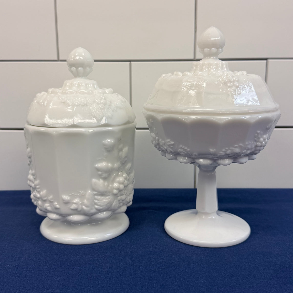 Westmoreland Milk Glass Compote & Canister