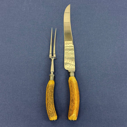 George Ibberson & Co. Carving Knife & Fork, Antler Handle