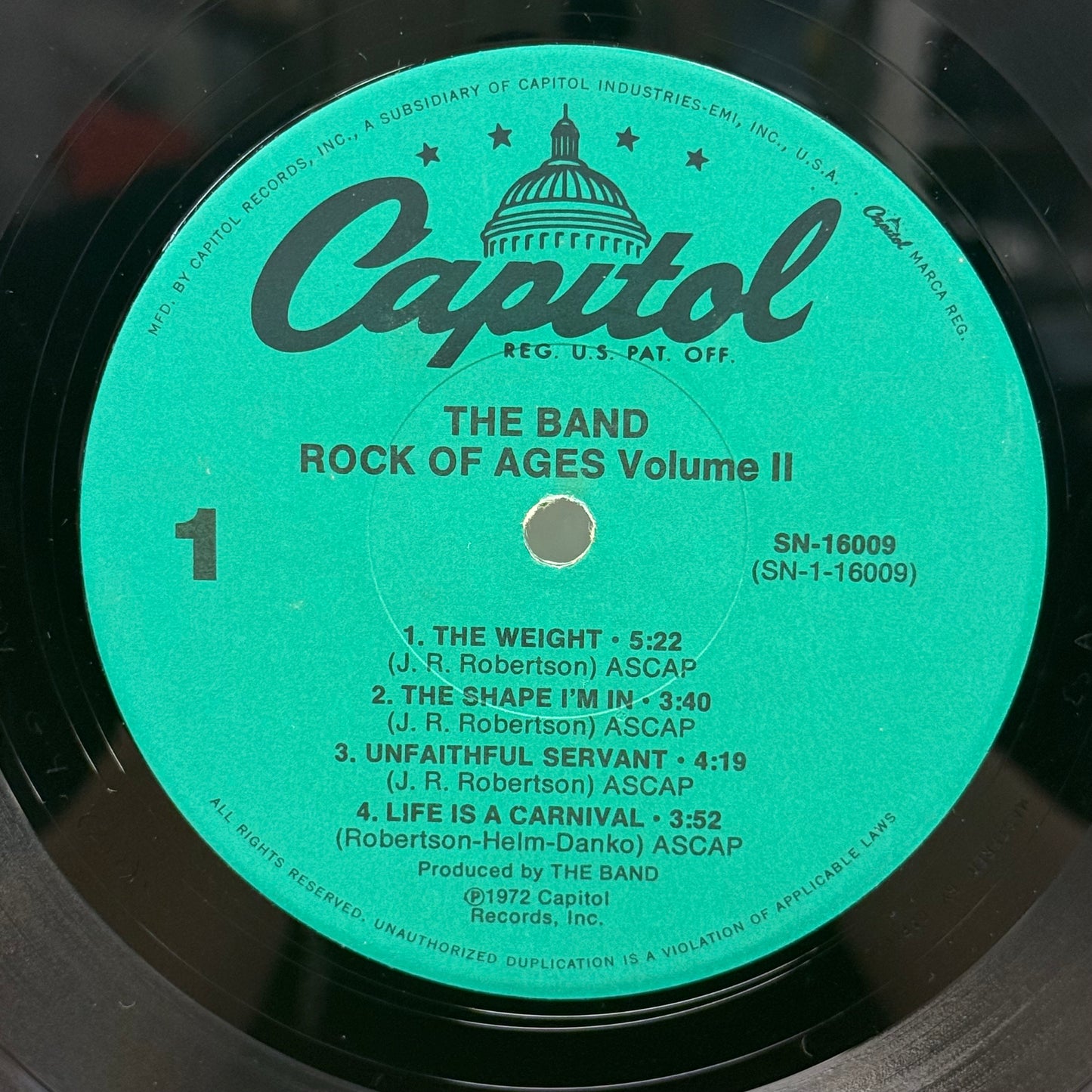 The Band Rock of Ages Vol II Vinyl Record LP 1972 #SN-16009